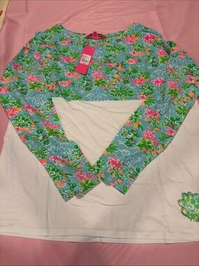 Lilly Pulitzer x Disney Finn Top L Lilly Loves Disney Blue Ibiza NWT Rare